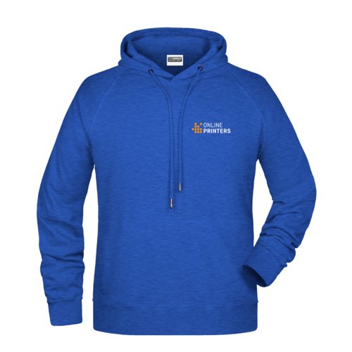 Blauw gemleerde hoodie van katoenmix met trekkoord.