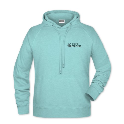 Mintgroene hoodie van katoenmix voor heren met capuchon en trekkoord.