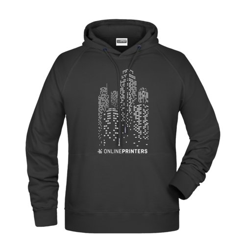 Zwarte katoenmix hoodie met capuchon en kangoeroezak.