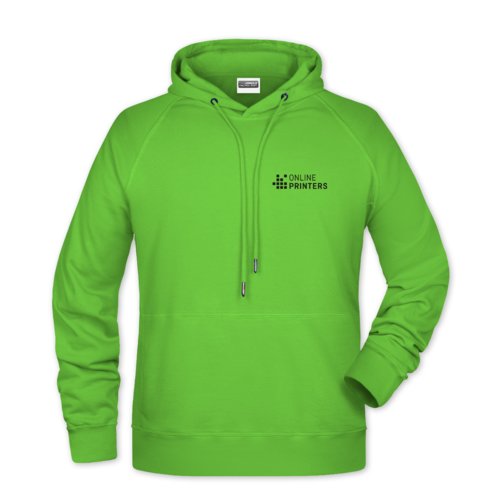 Appelgroene hoodie van katoenmix met capuchon en trekkoord.