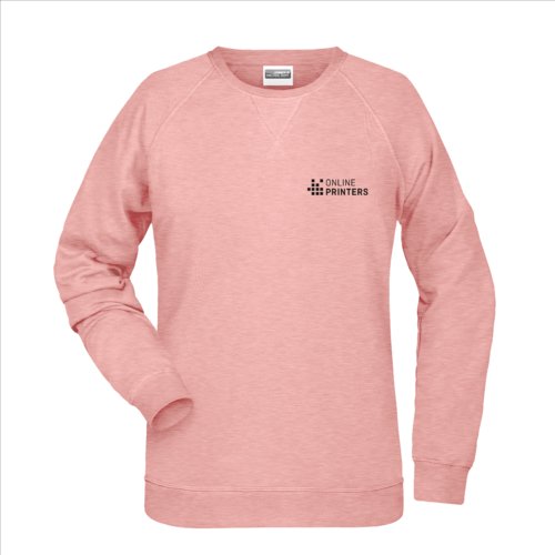 Roze gemleerd dames sweatshirt van katoen-polyester.