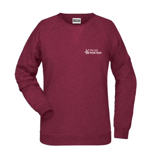 Bordeauxrode dames-sweatshirt van katoenmix met ronde hals.