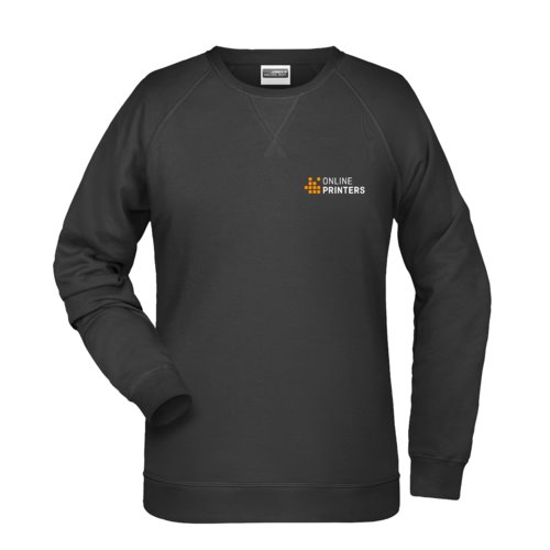 Zwart dames sweatshirt van katoenmix met ronde hals.