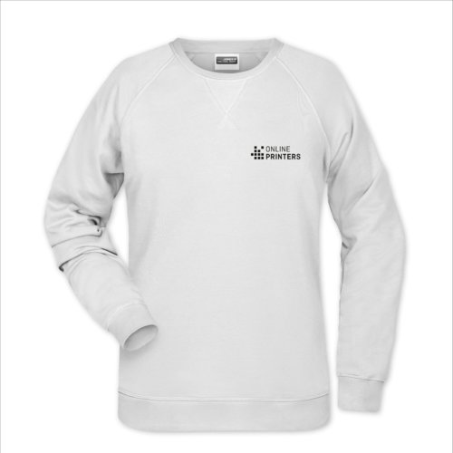 Wit katoen-polyester dames sweatshirt met lange mouwen.