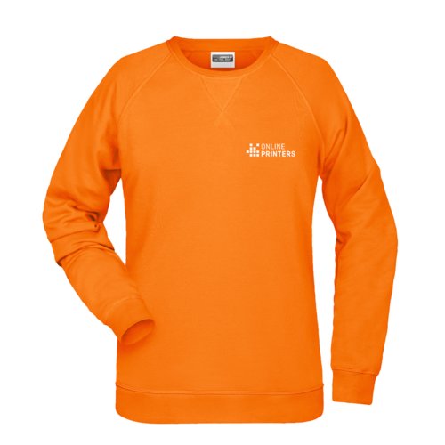 Oranje katoen-polyester sweatshirt voor dames.