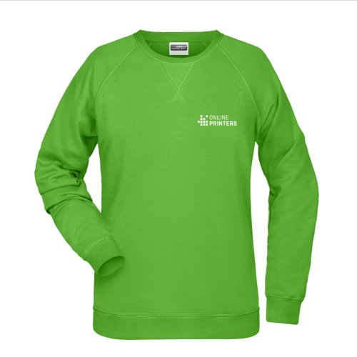 Appelgroene dames sweatshirt van katoenmix met lange mouwen.