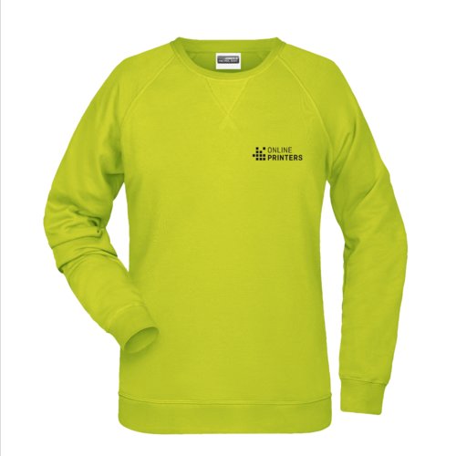 Neongeel dames sweatshirt van katoen-polyester.