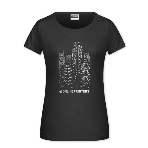 Zwart katoenen T-shirt voor dames met korte mouwen.