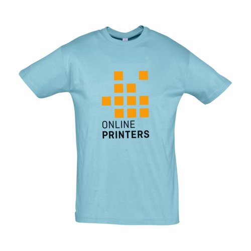 Atoolblauw katoenen T-shirt in unisex snit.