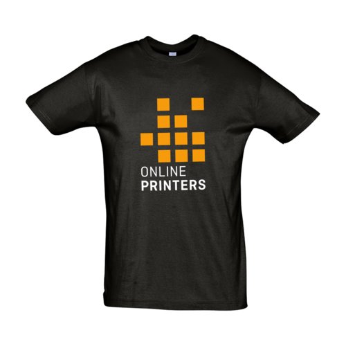 Diepzwarte katoenen T-shirt, unisex pasvorm met korte mouwen.