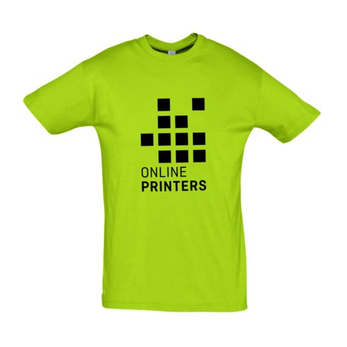 Appelgroen katoenen T-shirt met korte mouwen en ronde hals.