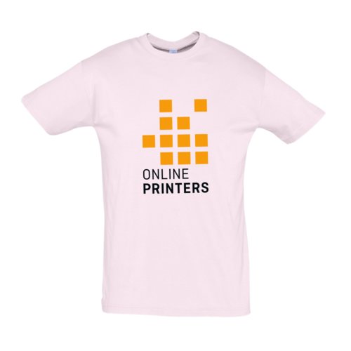 Lichtroze katoenen T-shirt met korte mouwen, unisex snit.