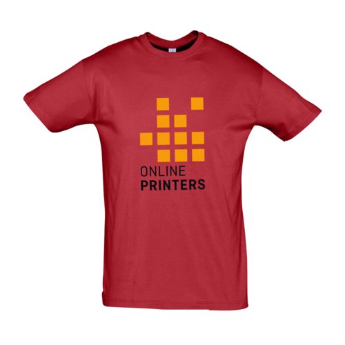 Rood katoenen T-shirt, unisex, met korte mouwen.