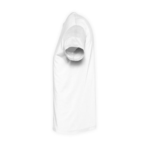 Wit katoenen unisex T-shirt met korte mouwen.