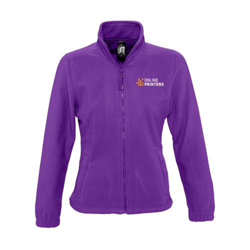 Donker violet fleece jack van polyester met volledige ritssluiting, dames.