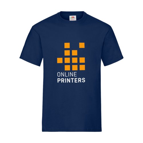 Marineblauwe katoenen T-shirt voor heren met korte mouwen.