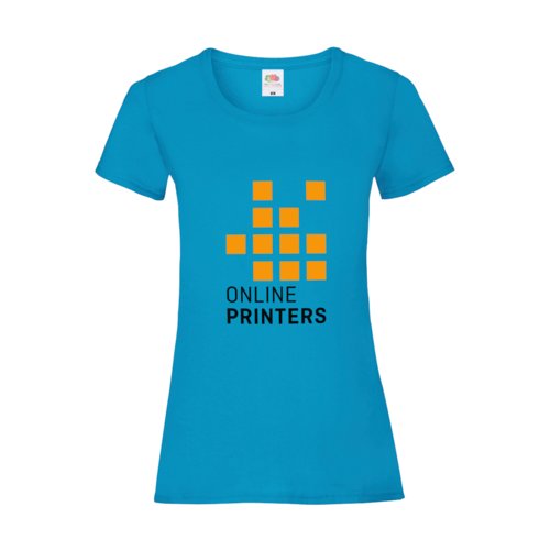 Azuurblauw dames T-shirt van katoen met korte mouwen.