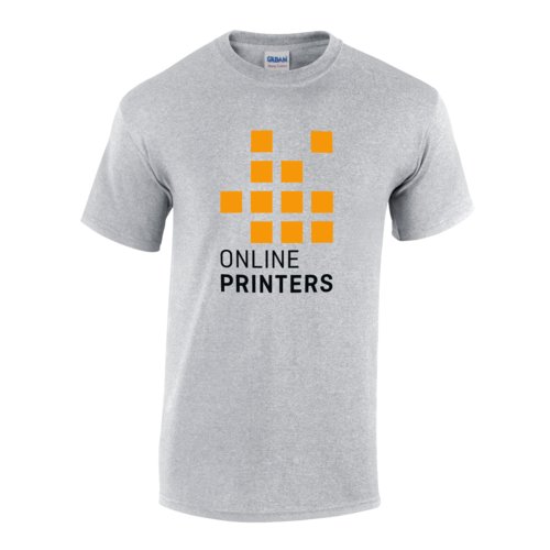 Grijs katoenen T-shirt met korte mouwen en ronde hals.