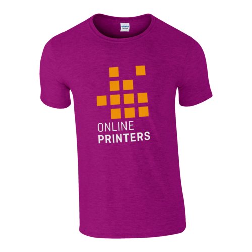 Fuchsiakleurig katoenen T-shirt voor heren met korte mouwen.