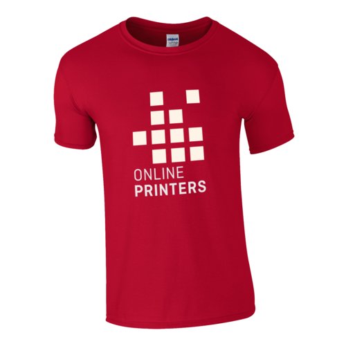 Kersrode katoenen T-shirt voor heren met korte mouwen.