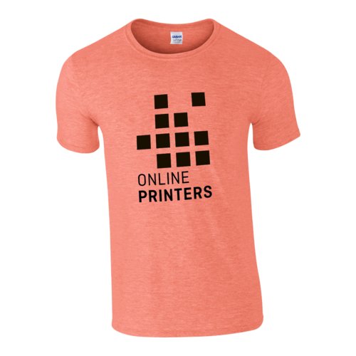 Oranje katoenen T-shirt voor heren met korte mouwen.