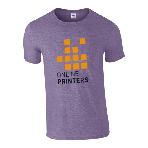 Paars gemêleerd katoenen T-shirt voor heren met korte mouwen.