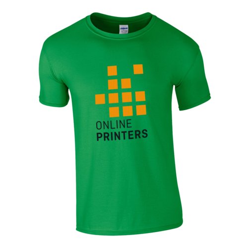 Groen stoffen T-shirt met korte mouwen en ronde hals.