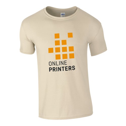 Zandkleurig heren T-shirt van katoenen jersey met korte mouwen.