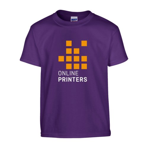 Paars katoenen T-shirt, unisex model, met korte mouwen.