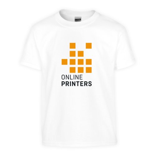 Wit katoenen T-shirt, unisex, met korte mouwen en ronde hals.