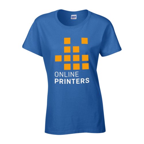 Koningsblauw katoenen T-shirt voor dames met korte mouwen.