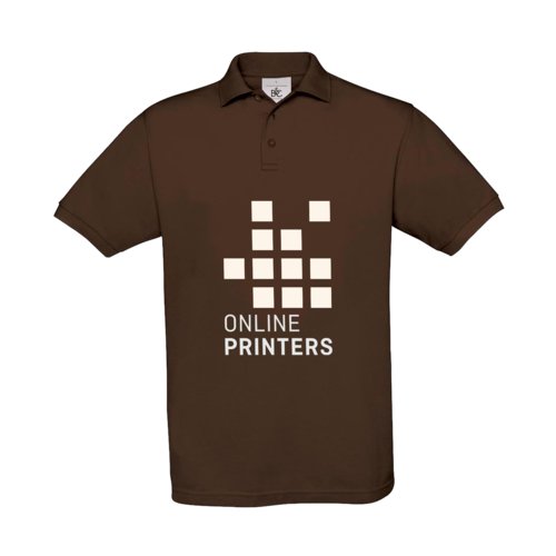 Bruin katoenen poloshirt voor heren met korte knoopsluiting.