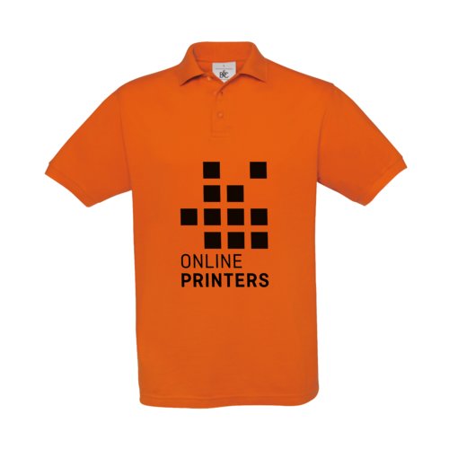 Oranje katoenen poloshirt voor heren met korte mouwen.