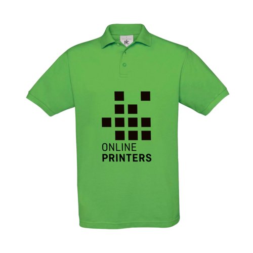 Groen katoenen poloshirt met korte mouwen en knoopsluiting.