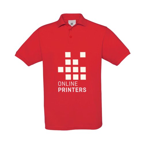 Rood katoenen poloshirt voor heren met korte mouwen en knoopsluiting.