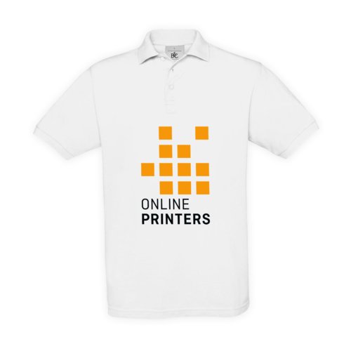 Wit katoenen poloshirt voor heren met korte knoopsluiting.