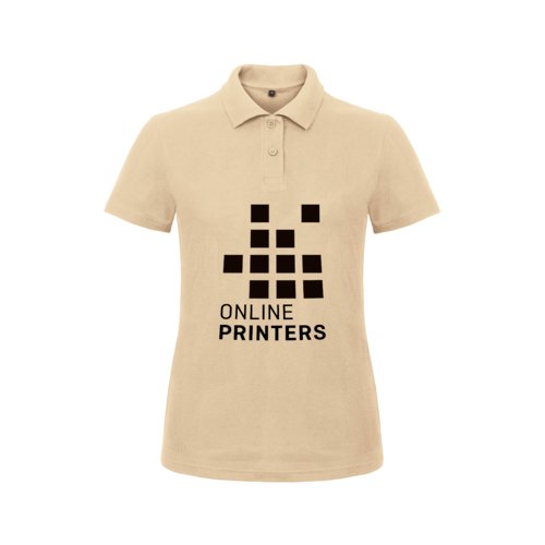 Zandkleurige katoenen polo in klassiek design, getailleerd.