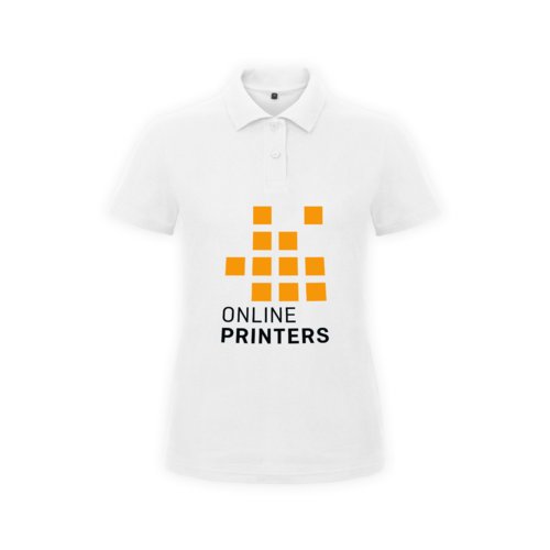 Wit katoenen poloshirt voor dames met korte mouwen.