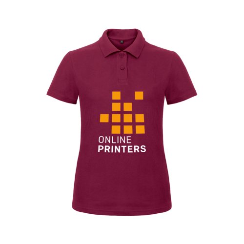 Bordeaux katoenen poloshirt voor dames met korte knoopsluiting.