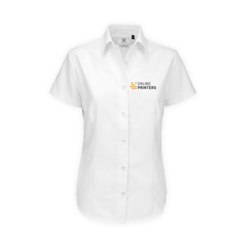 Witte oxford blouse met korte mouwen voor dames.
