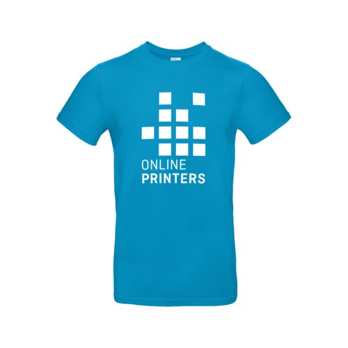 Atoalblauw katoenen T-shirt voor heren met korte mouwen.