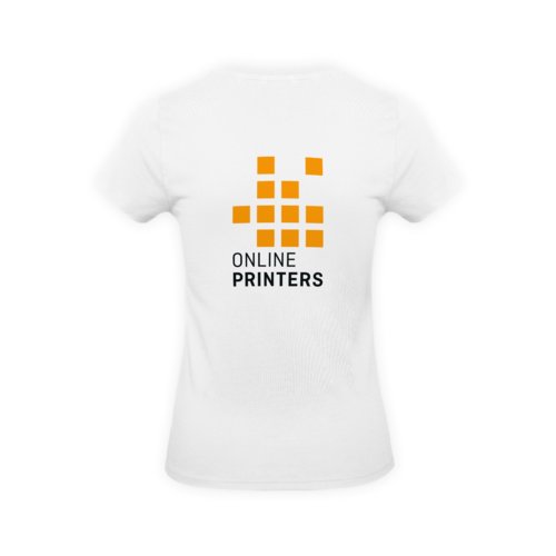 Wit katoenen T-shirt voor dames met korte mouwen.