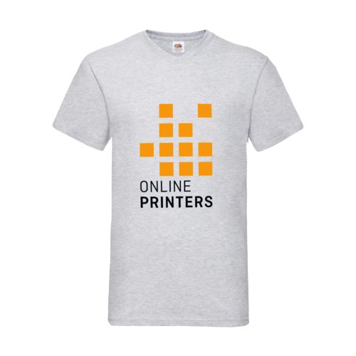 Grijs gemêleerd katoenen T-shirt met V-hals voor heren.