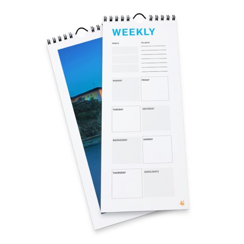 Weekkalender met wire-o binding, 15 x 42 cm, Staand formaat, 4/4-kleurig 2