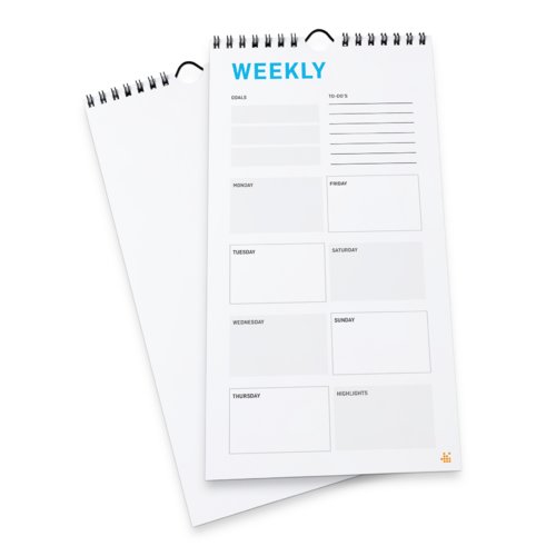 Weekkalender met wire-o binding, 21 x 42 cm, Staand formaat, 4/0-kleurig 1