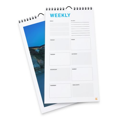 Weekkalender met wire-o binding, 21 x 42 cm, Staand formaat, 4/4-kleurig 2