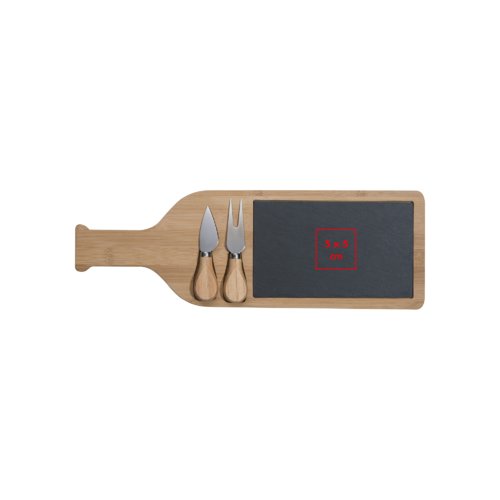 Houten kaasplank met leisteen plaat en kaasmes set.