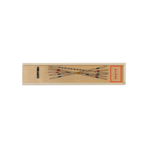 Houten Mikado-spel met spelletjes in een houten doos.