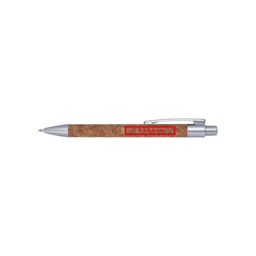 Kurken balpen met clip en drukmechanisme.