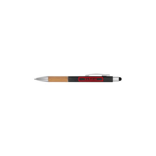 Houtkleurige balpen met touchfunctie en clip.
